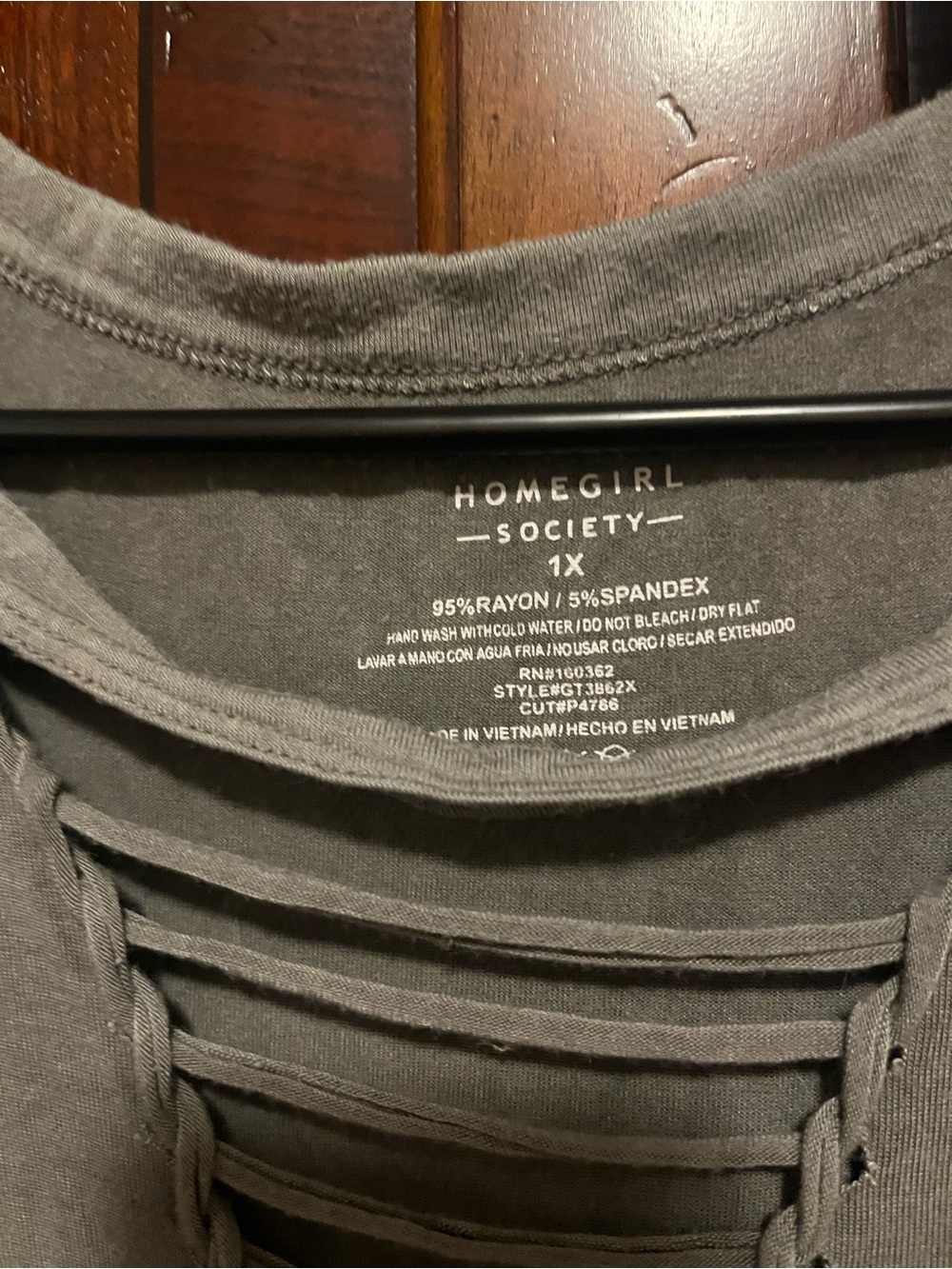 Homegirl Society Gray Strappy Back Tee